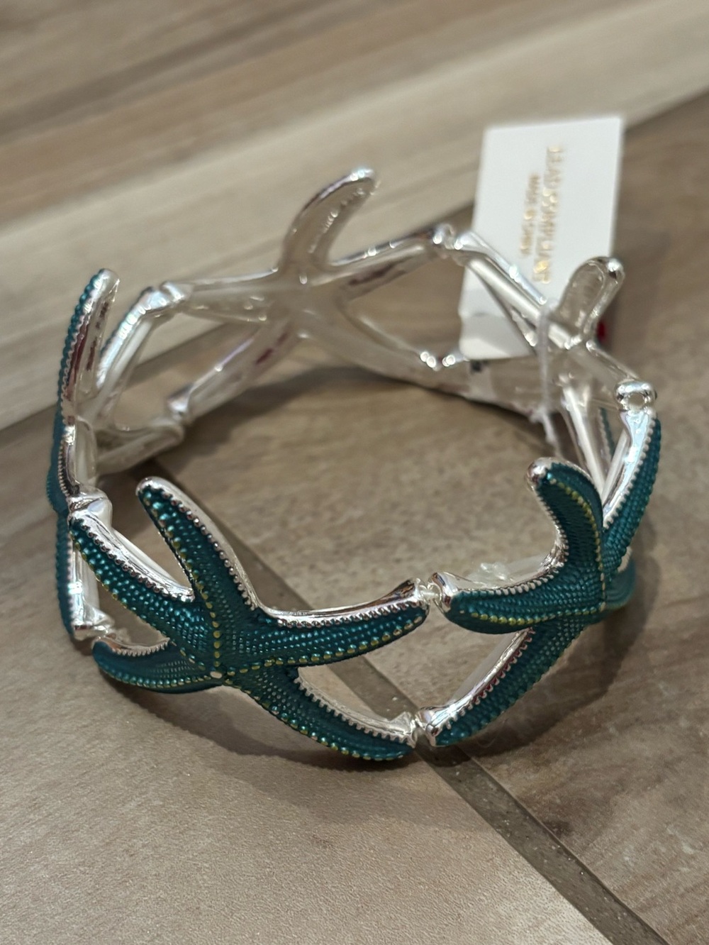 NWT Natasha Silver turquoise Starfish stretch Bracelet
